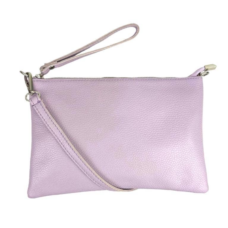Genuine Leather Clutch Handbag with Adjustable Strap