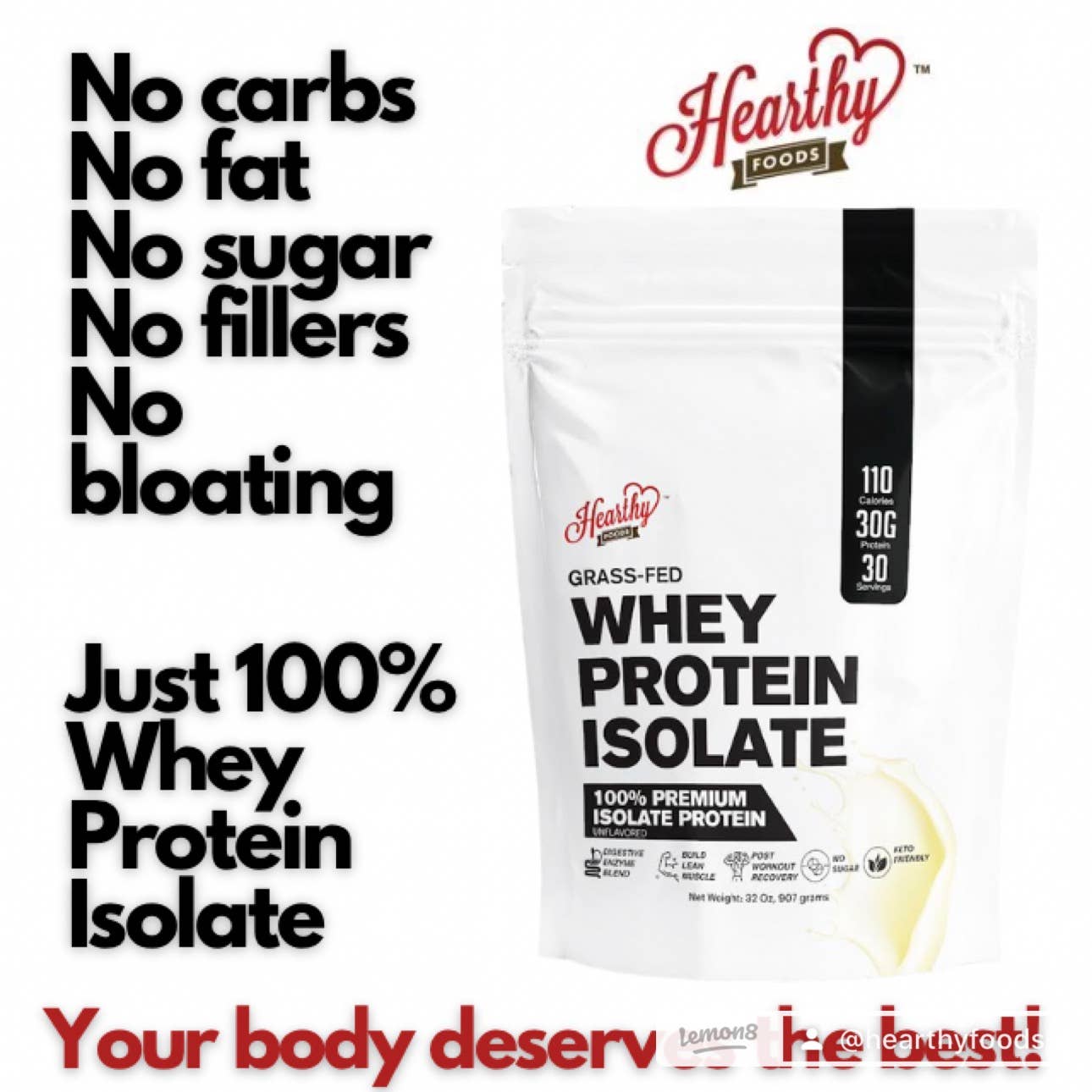 Grass Fed Unsweetened Whey Protein Powder Isolate