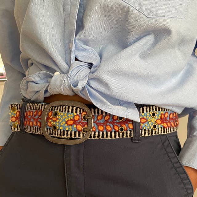 Hand Embroidered Fair Trade Wool Belt | Growing Season Floral