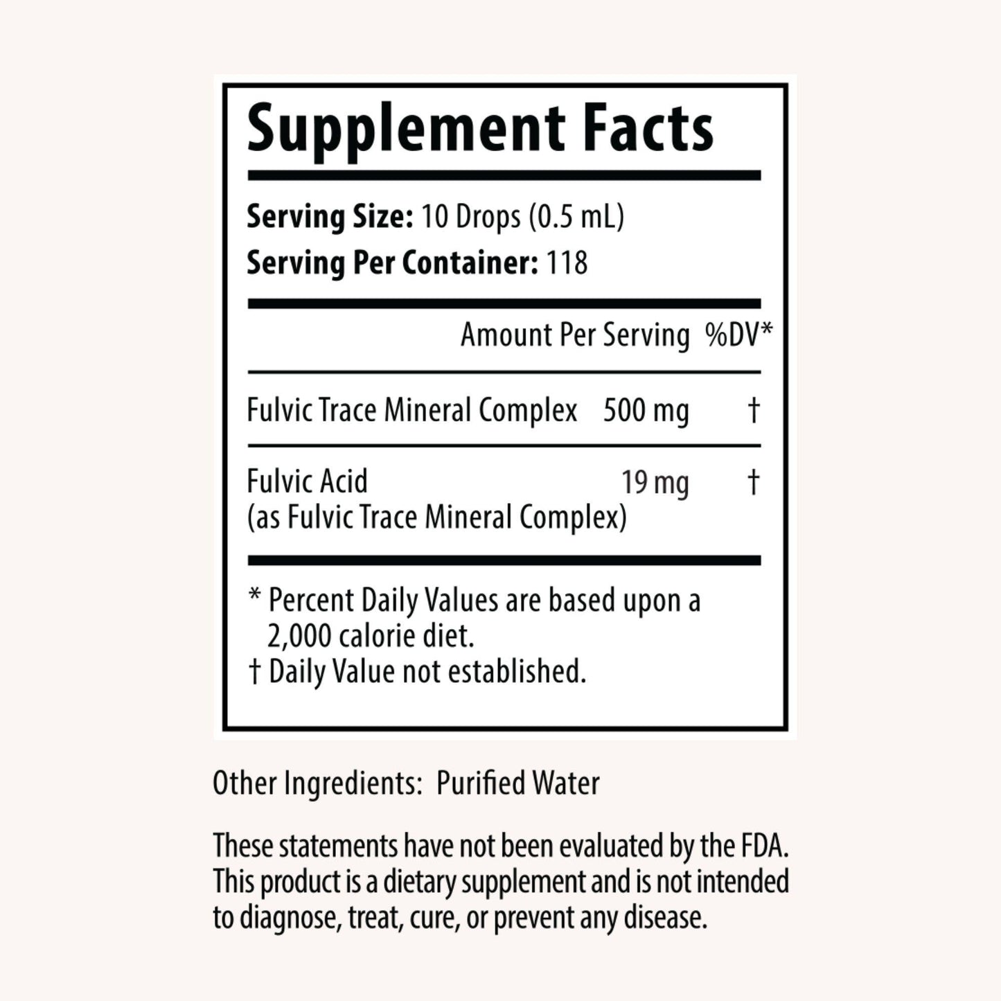 Organic Trace Minerals Electrolyte Drops with Fulvic Acid
