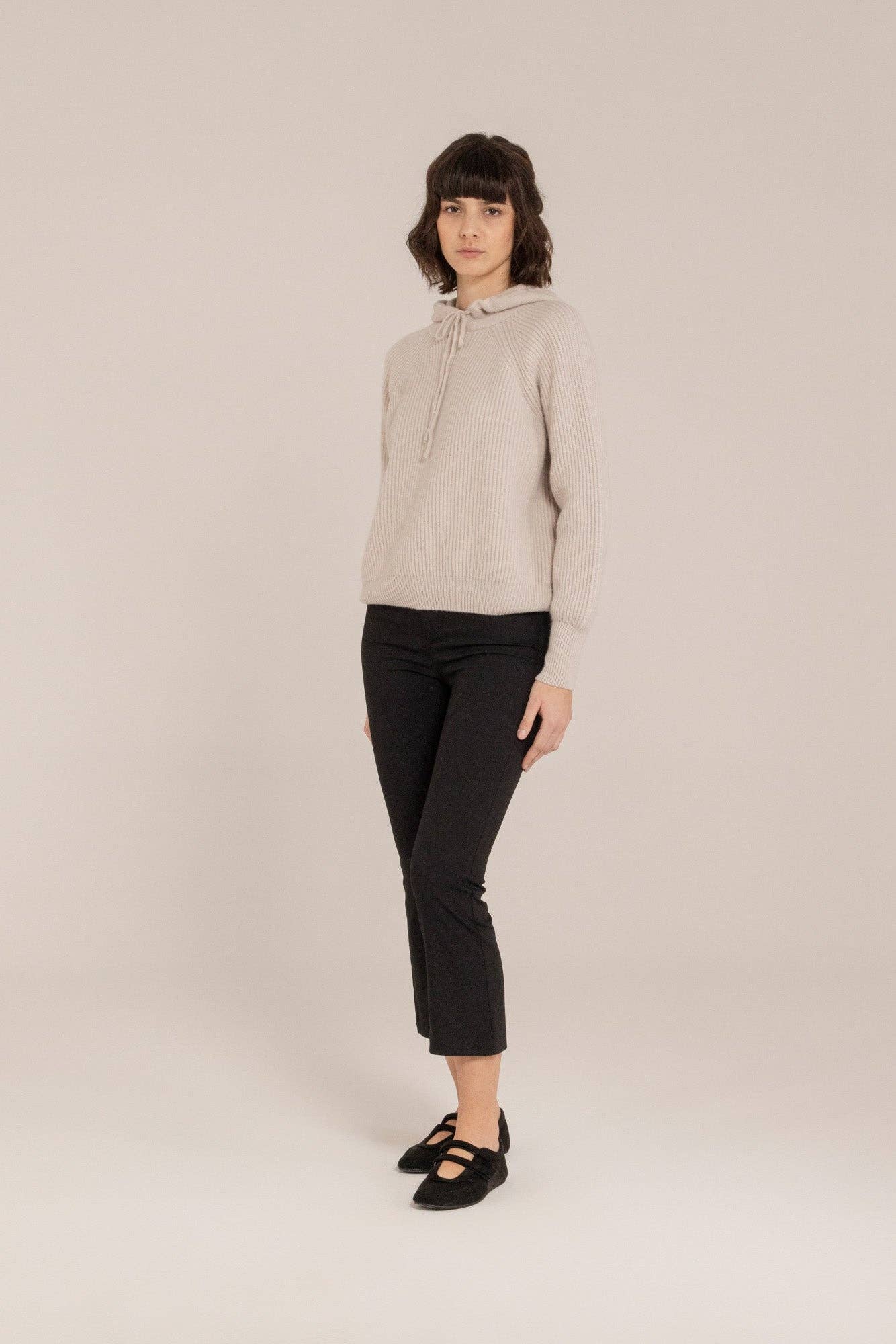 Cashmere Blend Ribbed Hoodie