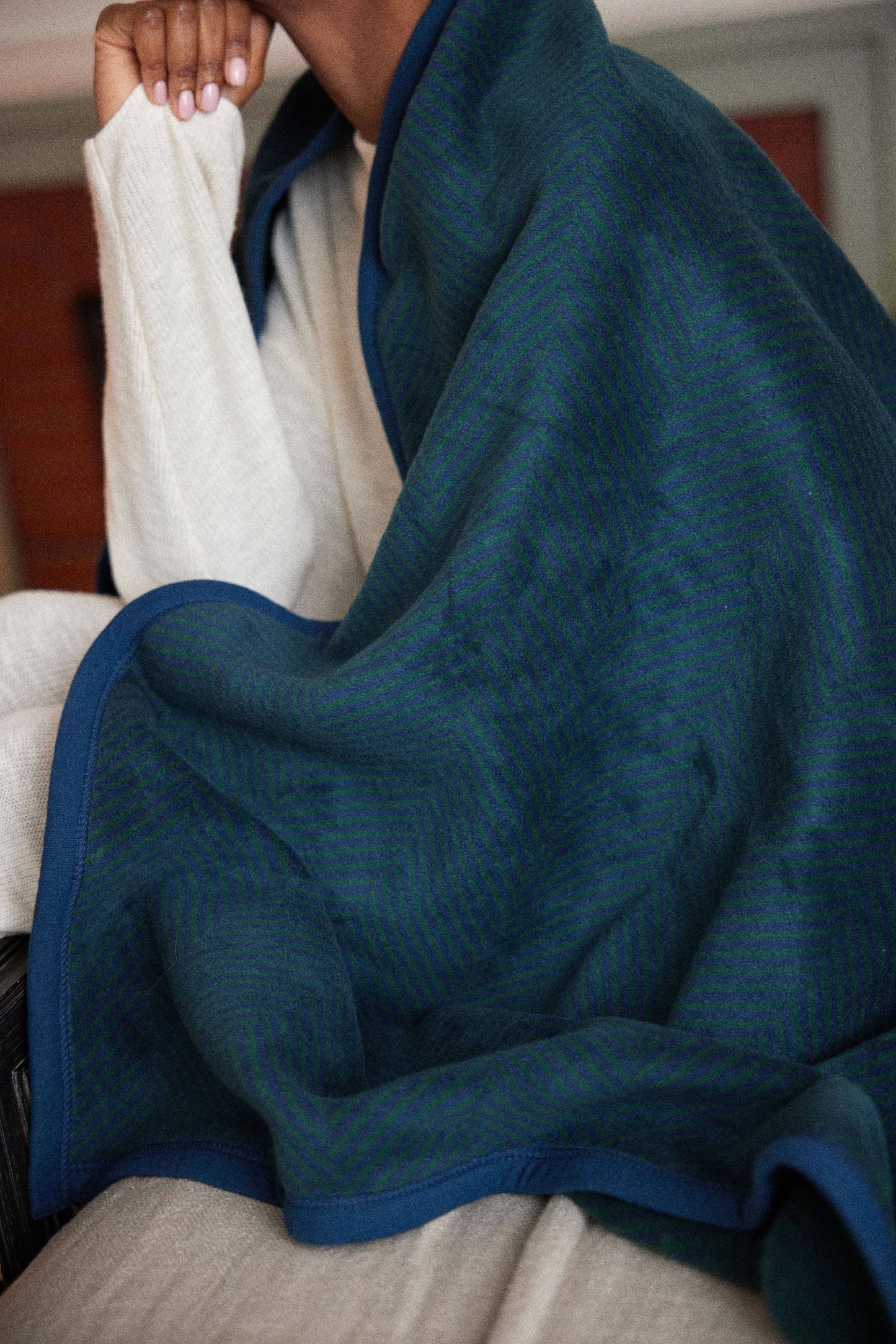 ChappyWrap Harborview Herringbone Blue Spruce Blanket