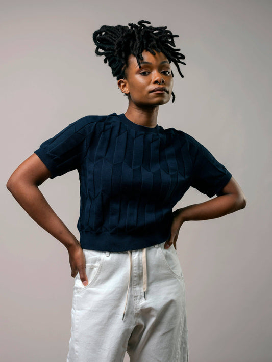 Cotton Knit Chevron Tee