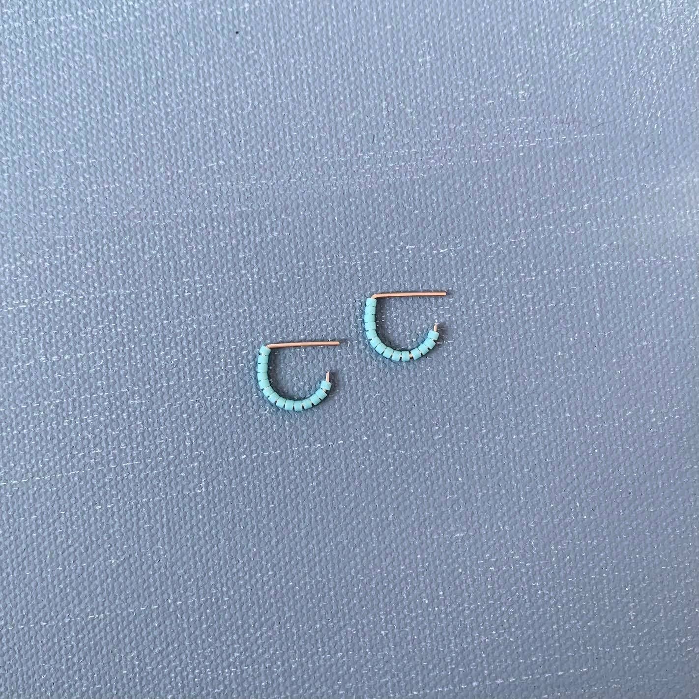 Tiny Huggie Earrings | Turquoise