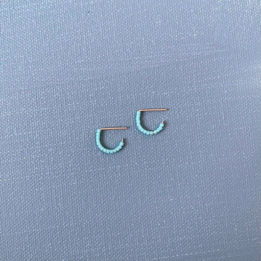 Tiny Huggie Earrings | Turquoise