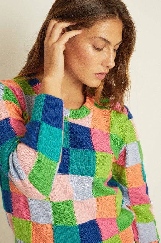 Multi-Color Box Stitch Crew