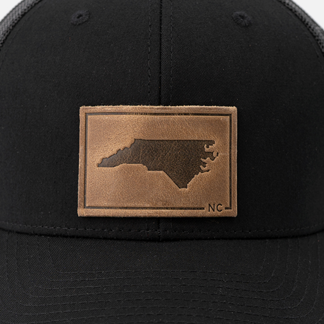 North Carolina Silhouette Hat | Leather Patch Trucker Hat
