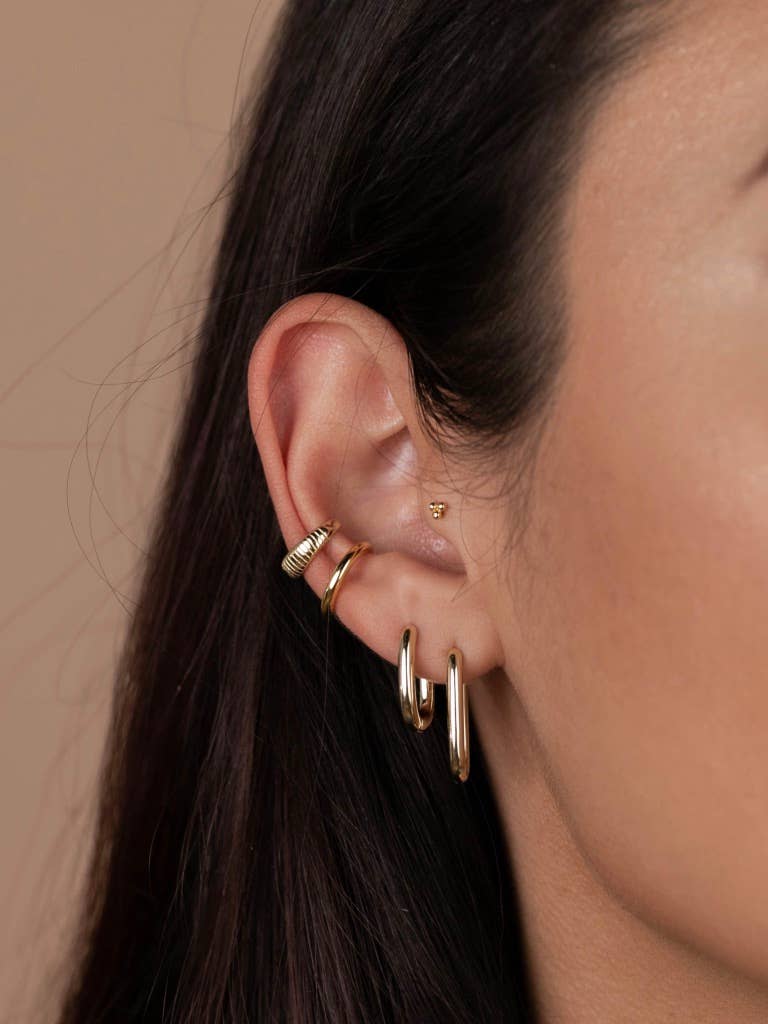Gold Hoop Large Rectangle Earrings
