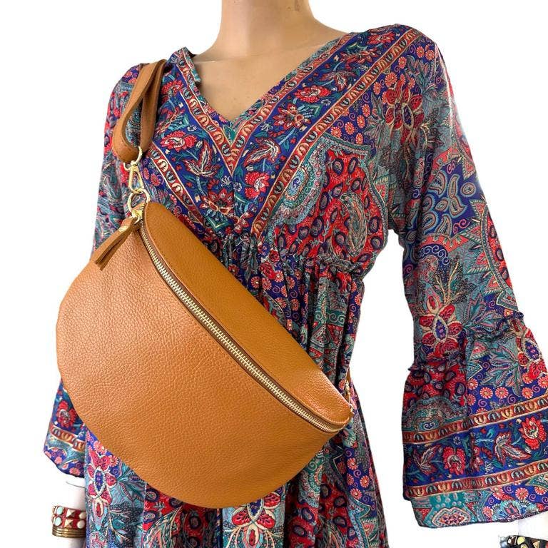 Large Italian Leather Fanny Pack Bag