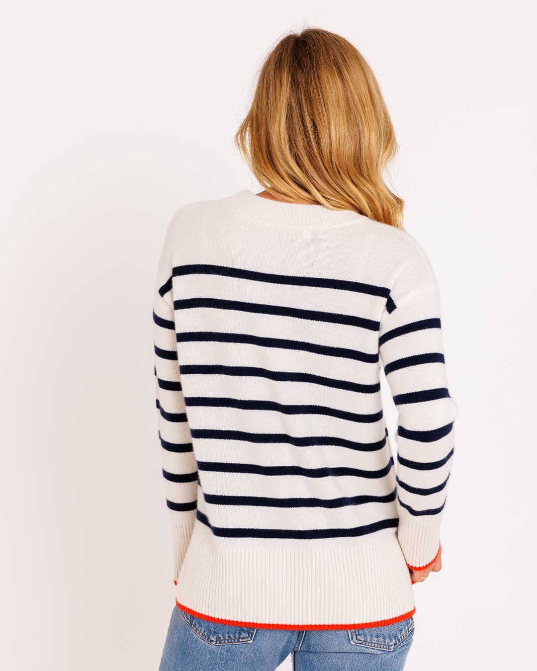 Striped Coastal Cashmere Crew Neck Sweater