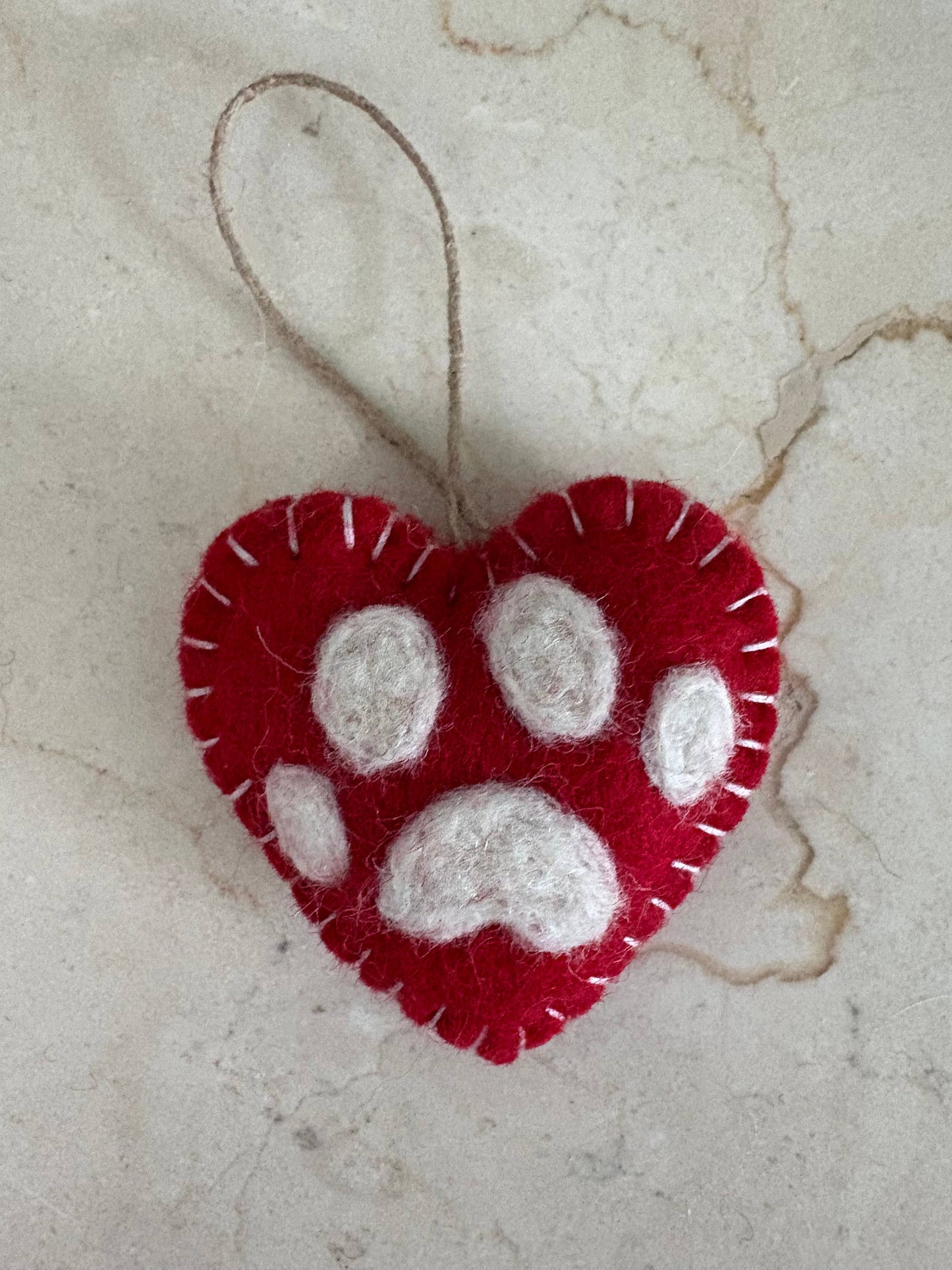Handmade Felt "Paw Heart" ornament