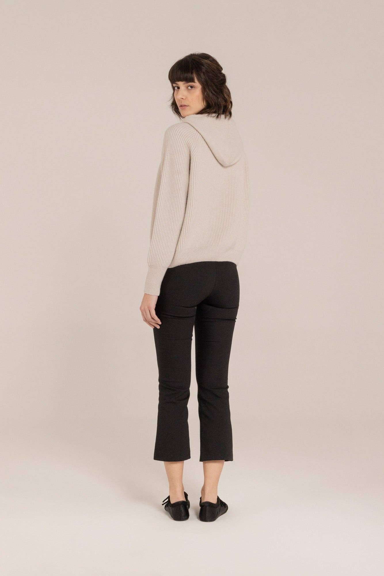 Cashmere Blend Ribbed Hoodie