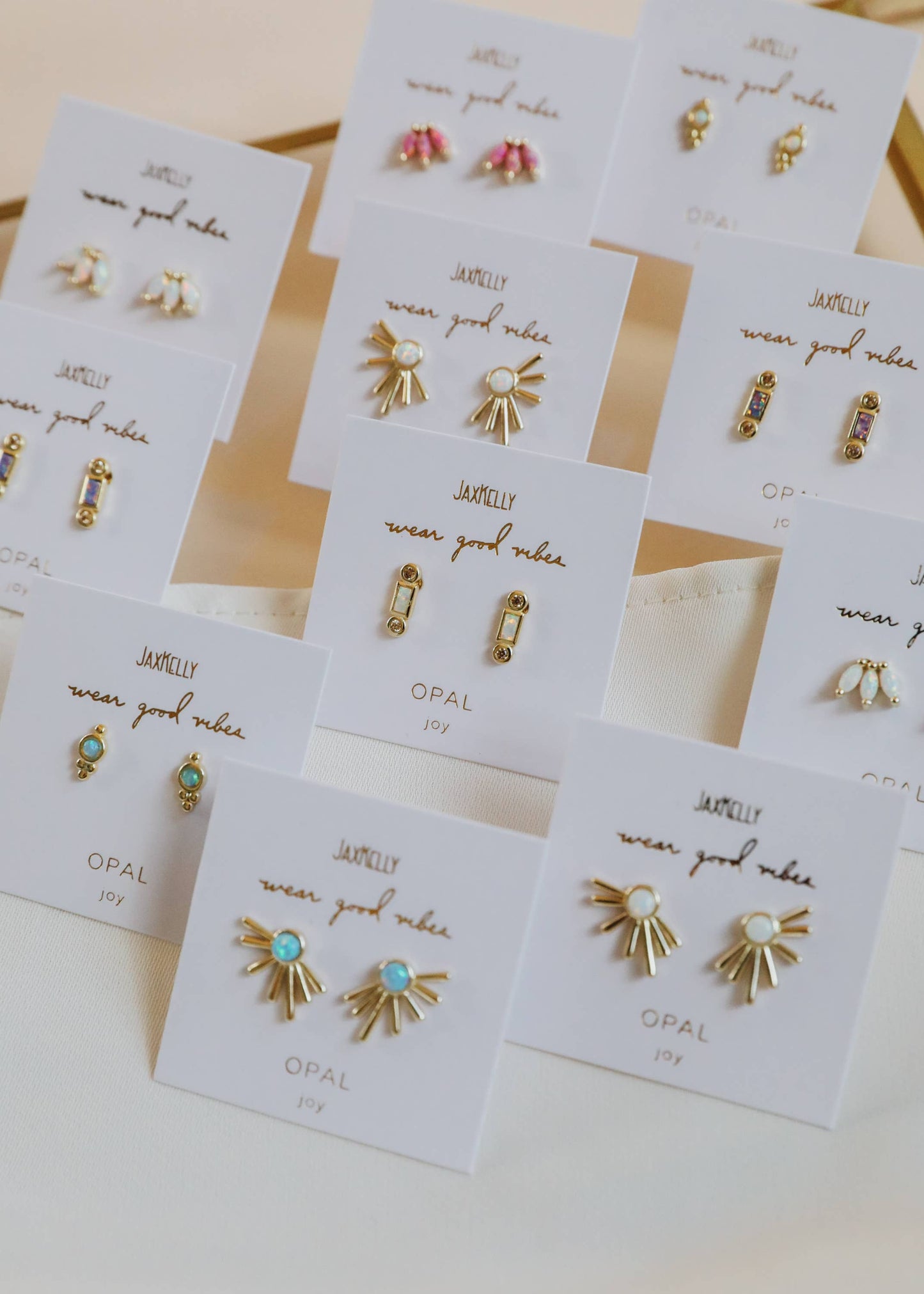 Sun Ray| White Opal Gold Plated Earrings