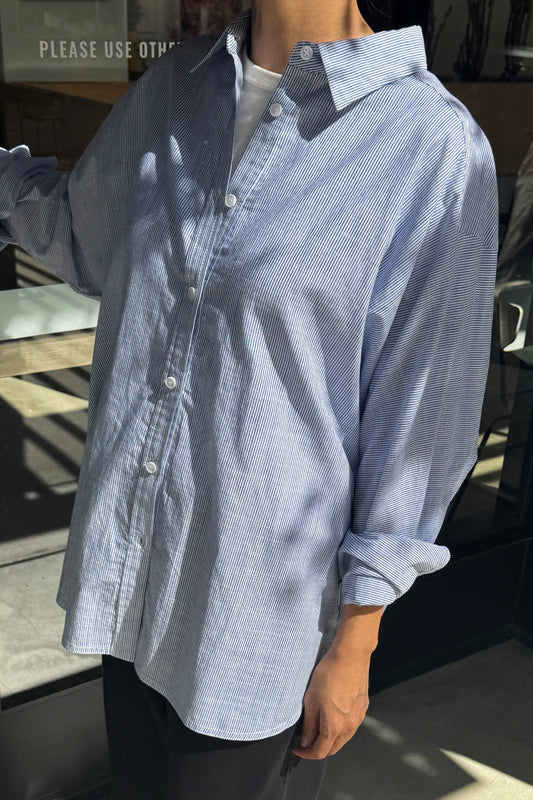 Light Weight Owen Shirt  | Blue + White Stripe