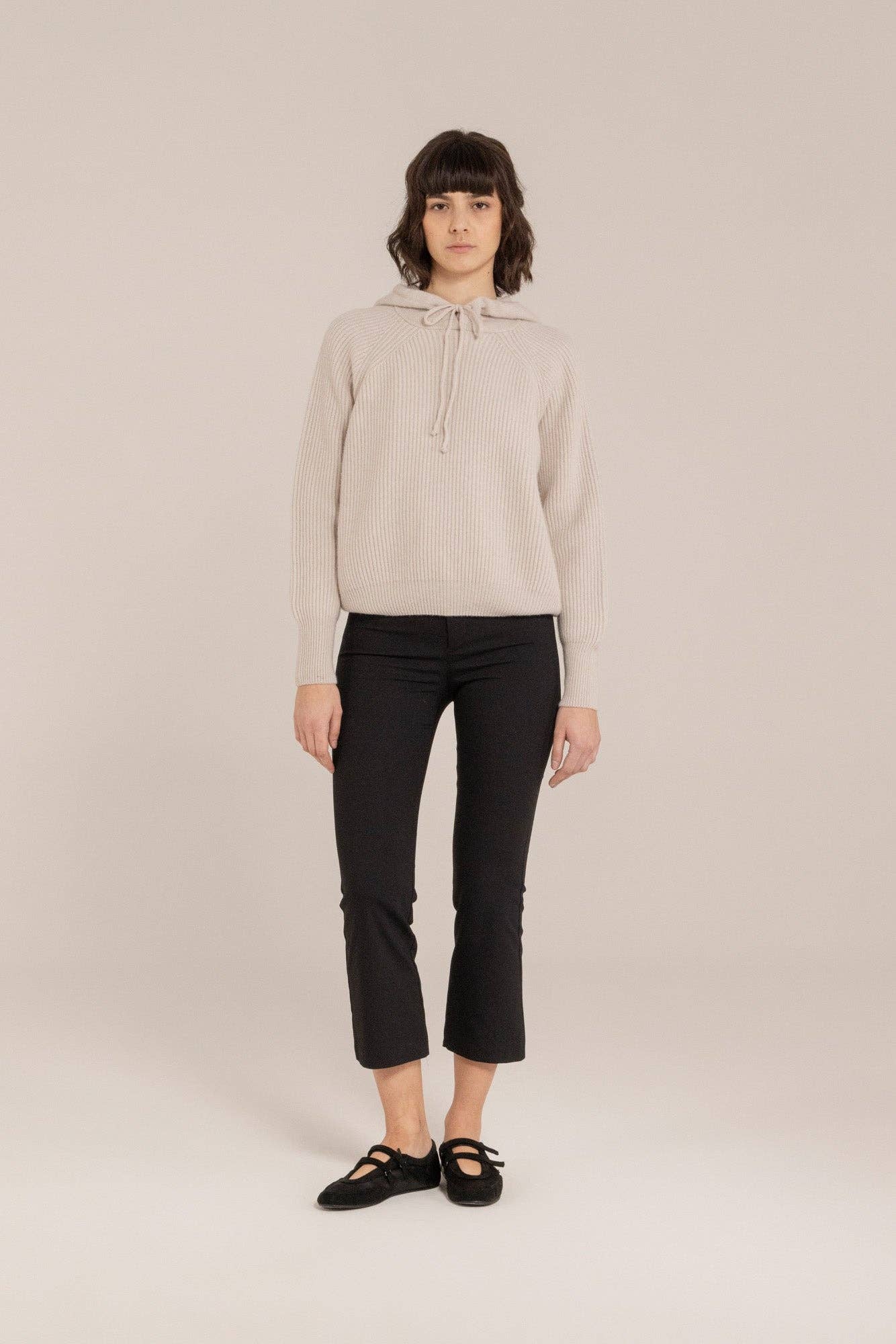 Cashmere Blend Ribbed Hoodie