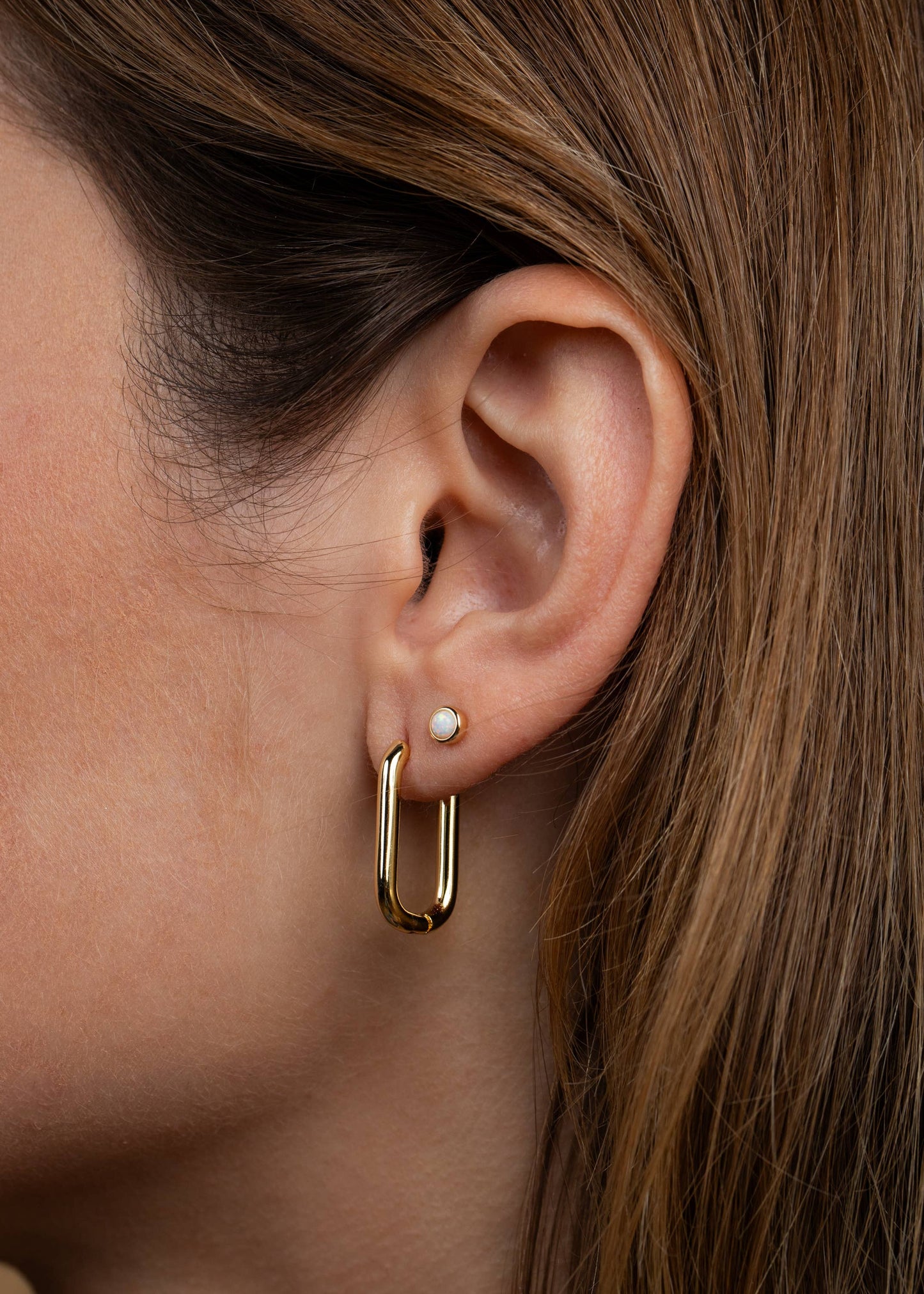 Gold Hoop Large Rectangle Earrings