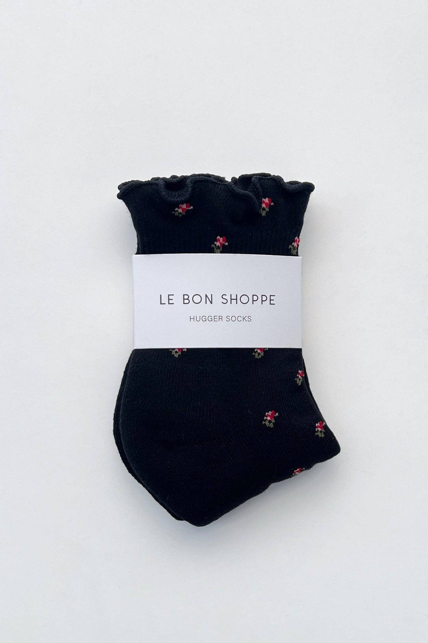 Le Bon Shoppe Petal Ruffled Hugger Crew Socks | Black
