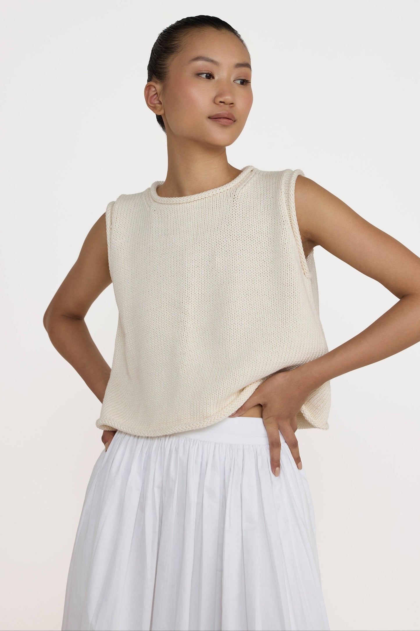 Cropped Knit Tank | Ivory
