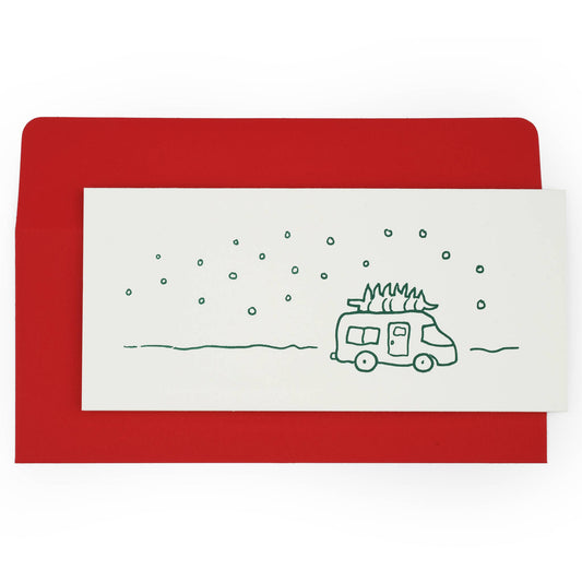 Holiday Vintage Van Letterpress Notecard: Single