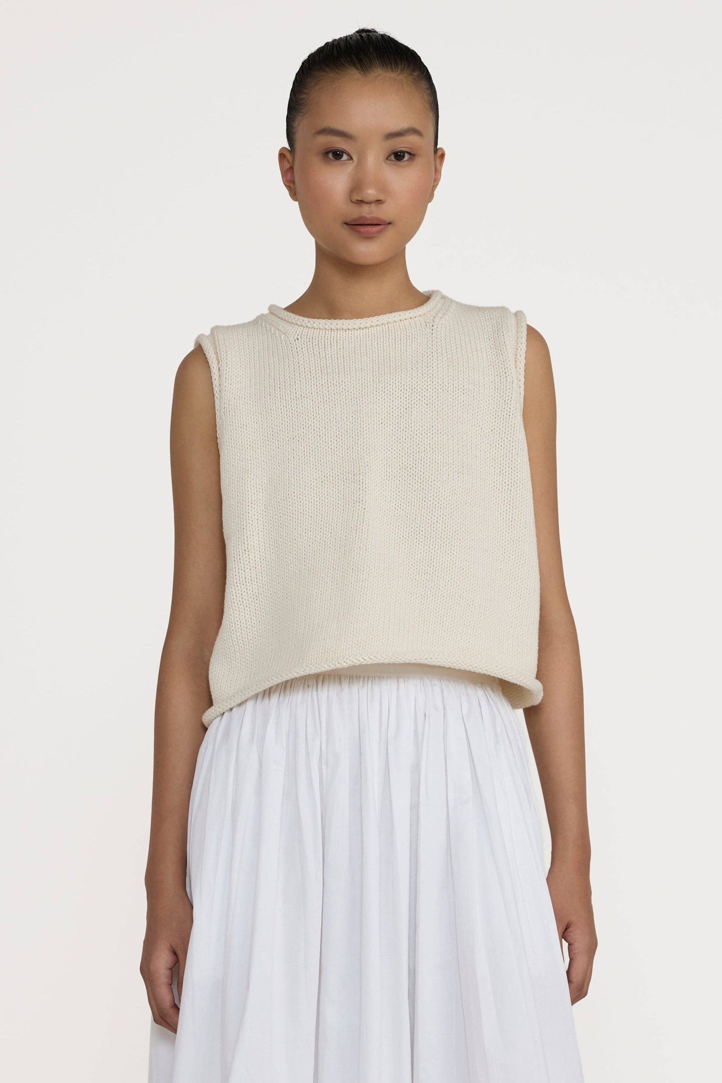 Cropped Knit Tank | Ivory