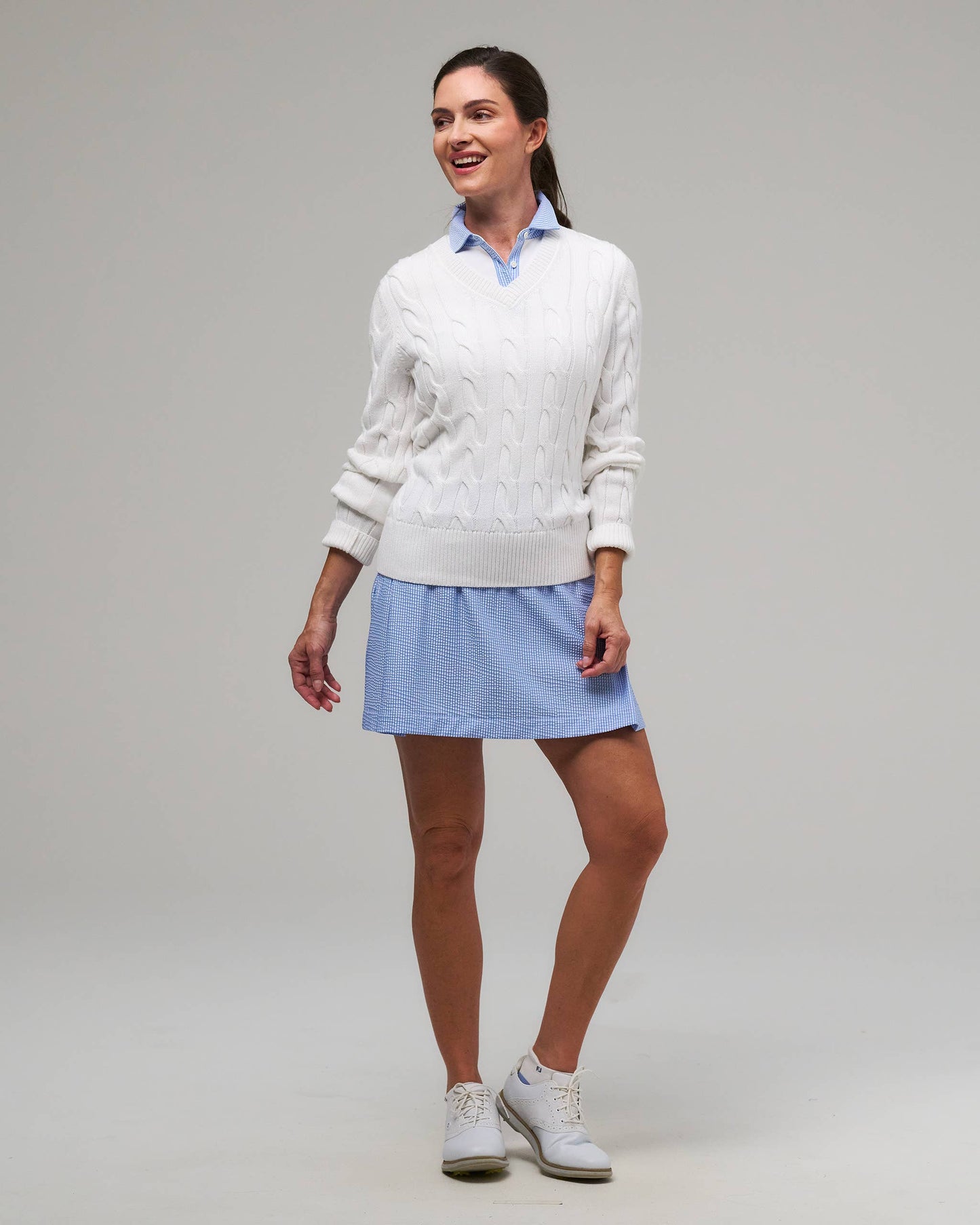 Elodie V-Neck Cable Sweater