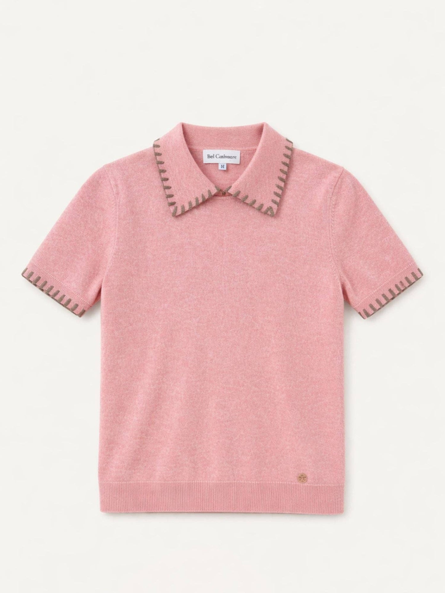 Blanket Stitch Cashmere Sweater | Pink