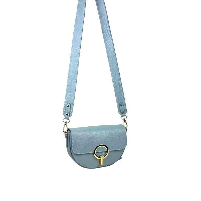 Italian Leather Shoulder Bag with Gold Metal Clasp