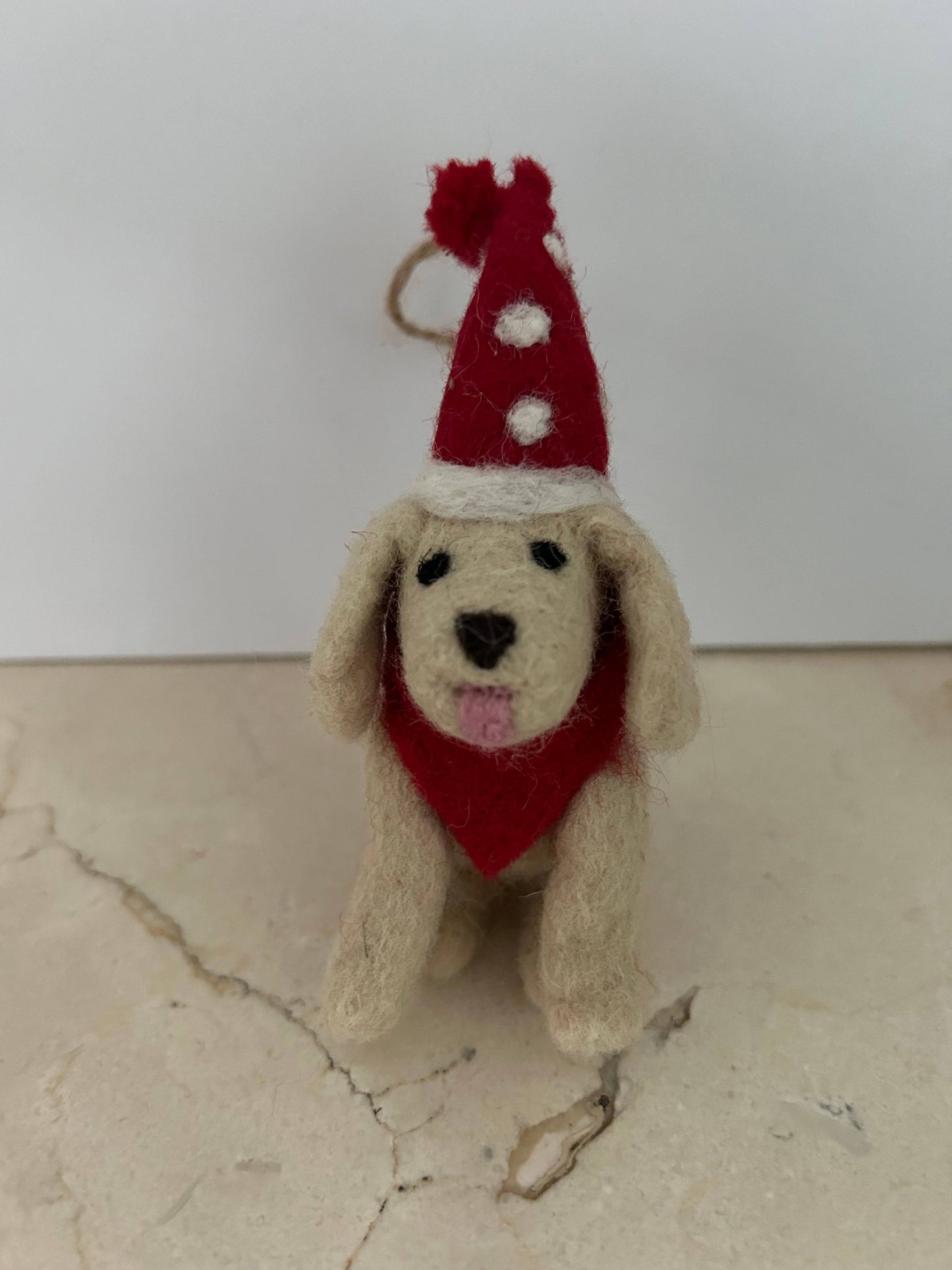 Handmade Felt "Party Puddles" Dog Ornament