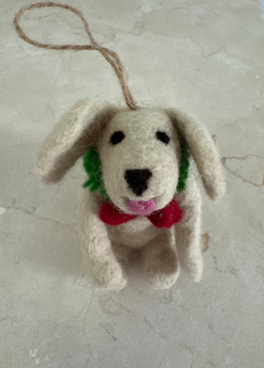 Handmade Felt "Christmas Puddles" Dog Ornament