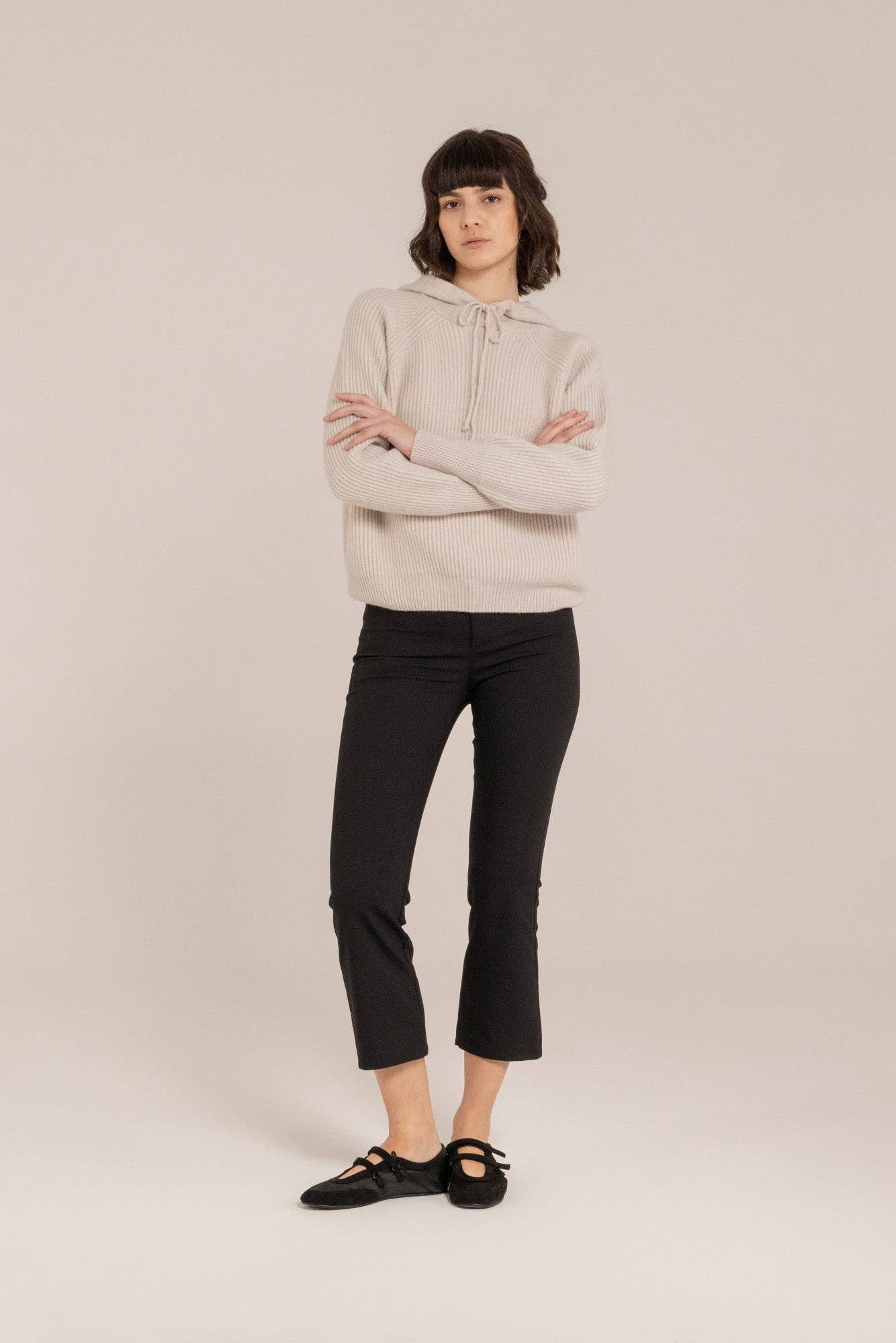 Cashmere Blend Ribbed Hoodie