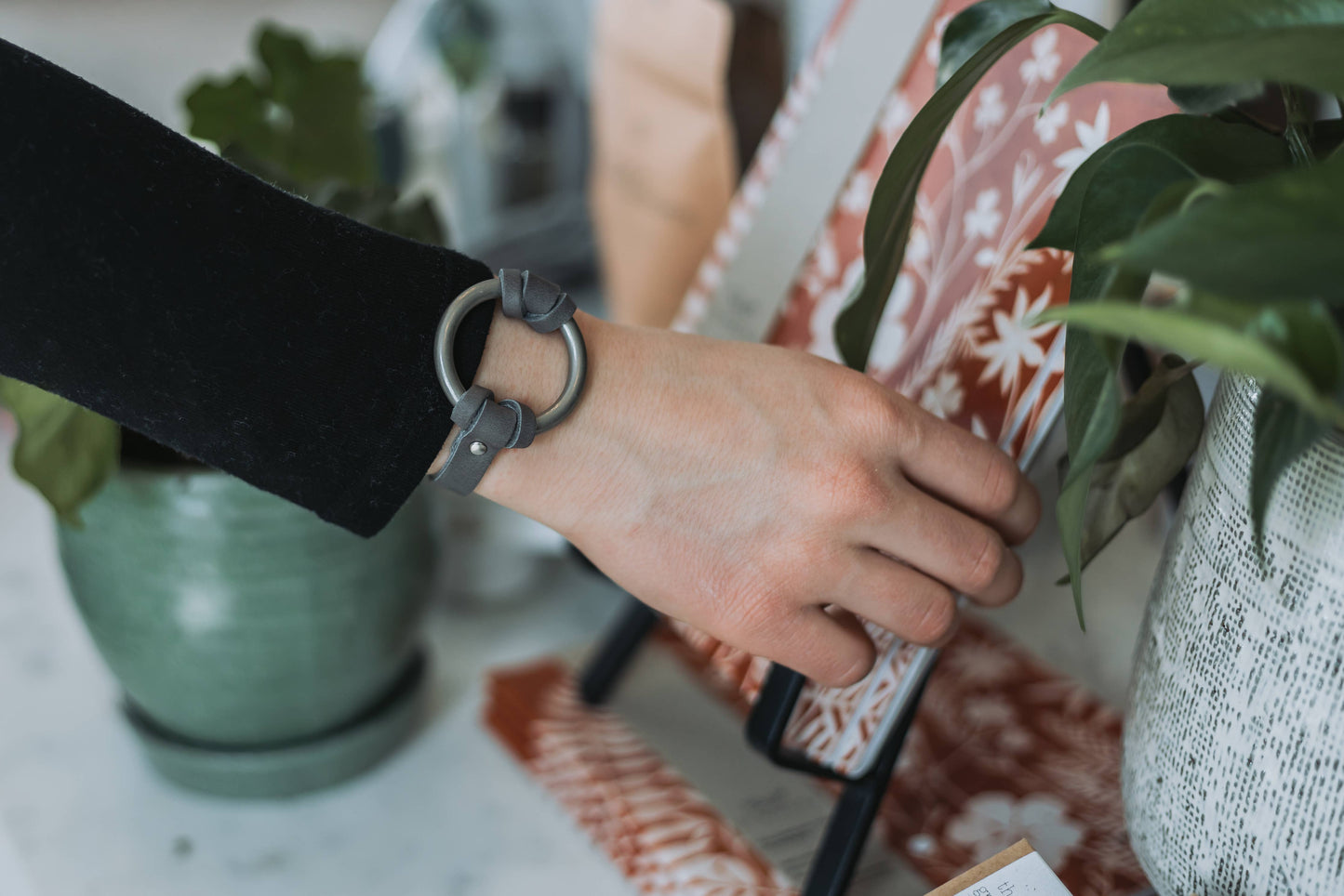 Equestrian-Inspired Chinati O-Ring Leather Bracelet