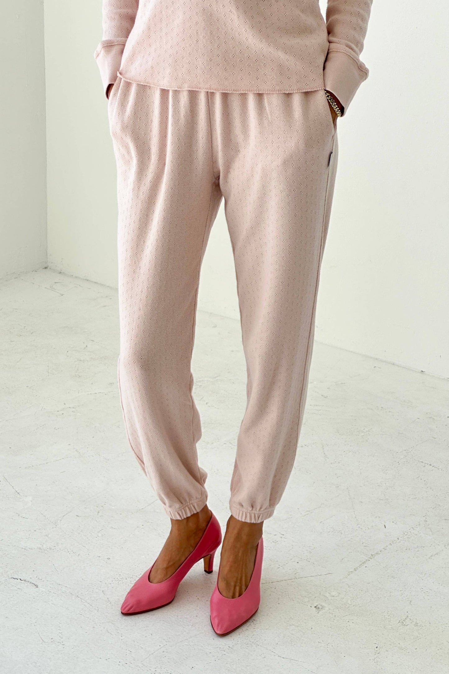 Pointelle Serene Jogger | Baby Pink