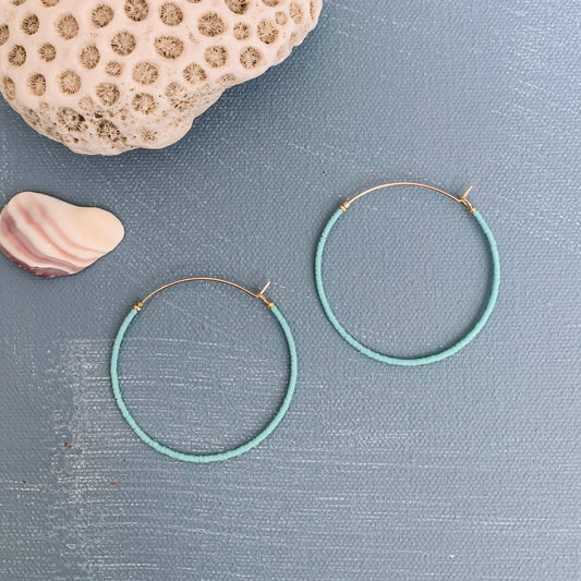 Big single Note Beaded Hoop Earring | Turquoise
