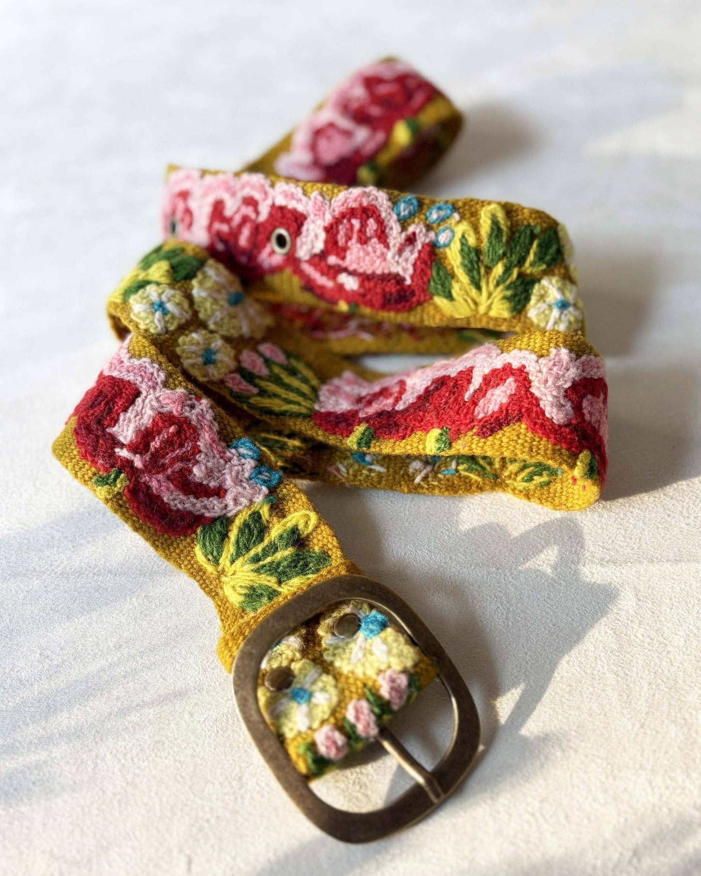 Hand Embroidered Fair Trade Wool Belt | Giverny