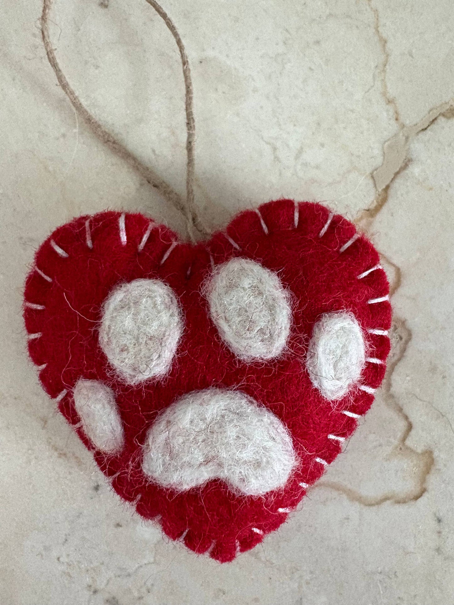 Handmade Felt "Paw Heart" ornament