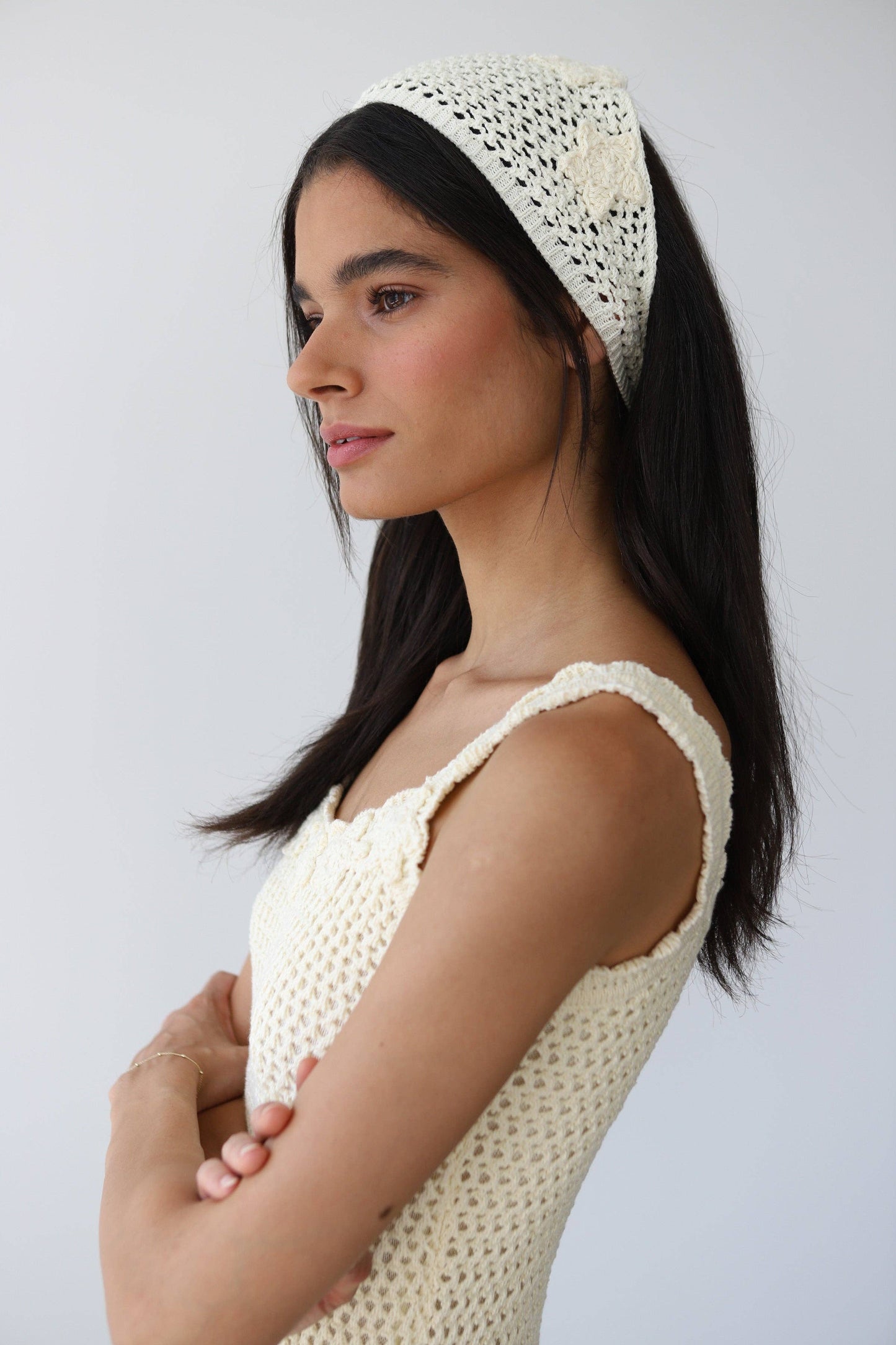 Natural Cotton Crochet Head Scarf