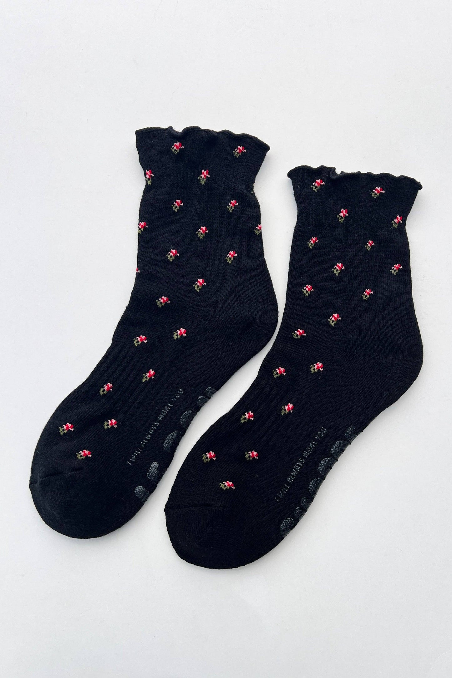 Le Bon Shoppe Petal Ruffled Hugger Crew Socks | Black