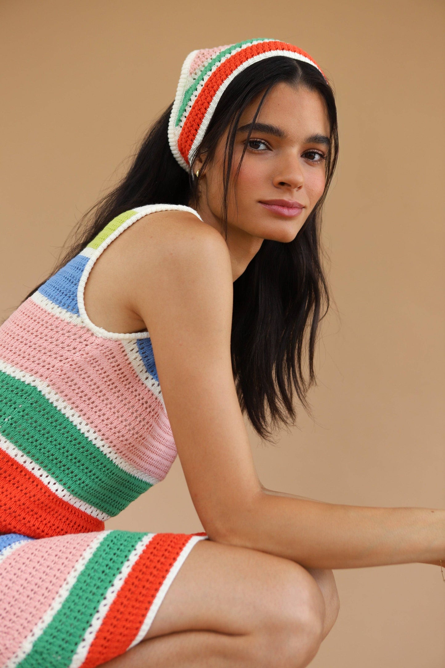 Multi Color Cotton Crochet Head Scarf