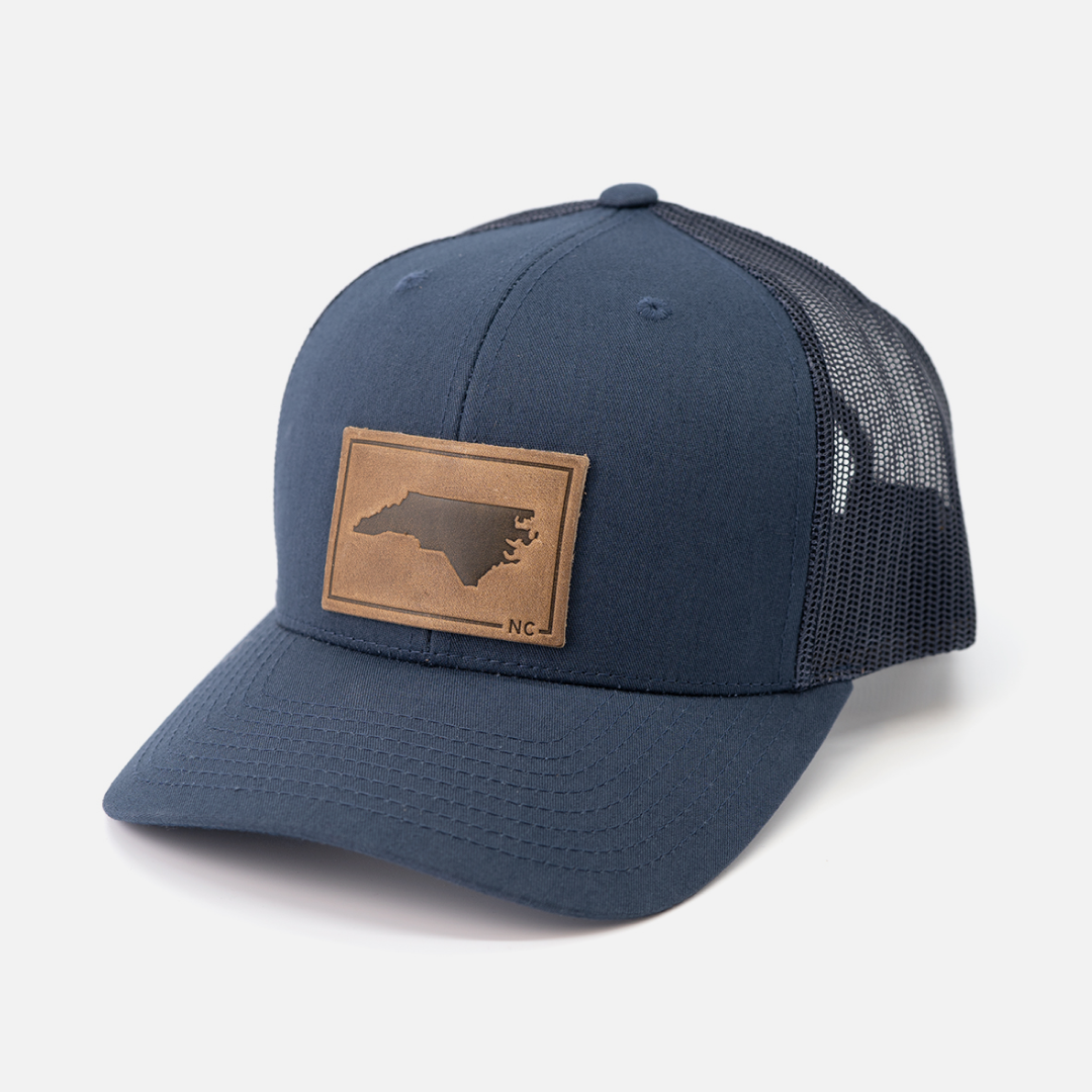 North Carolina Silhouette Hat | Leather Patch Trucker Hat