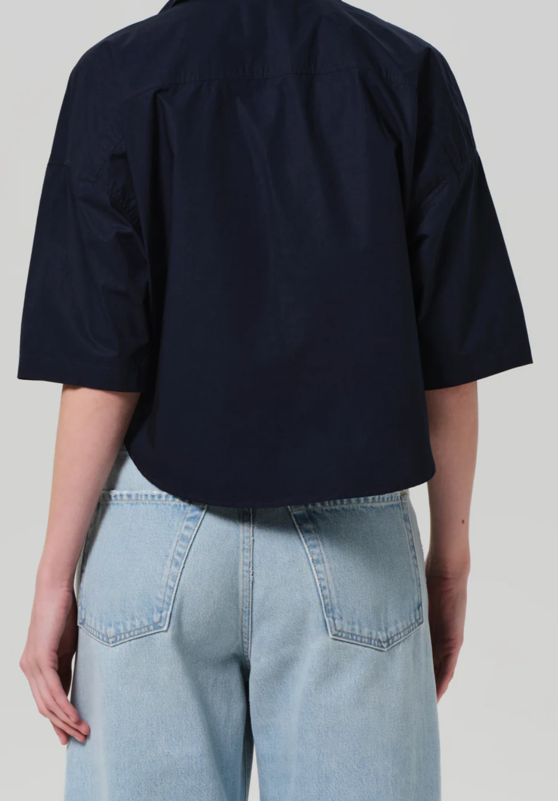 COH Frances Cropped Cape Button Up | Navy