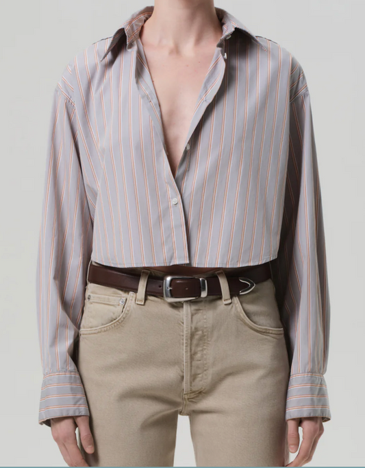 Citizens of Humanity Ana Cropped Shirt | Noble Stripe