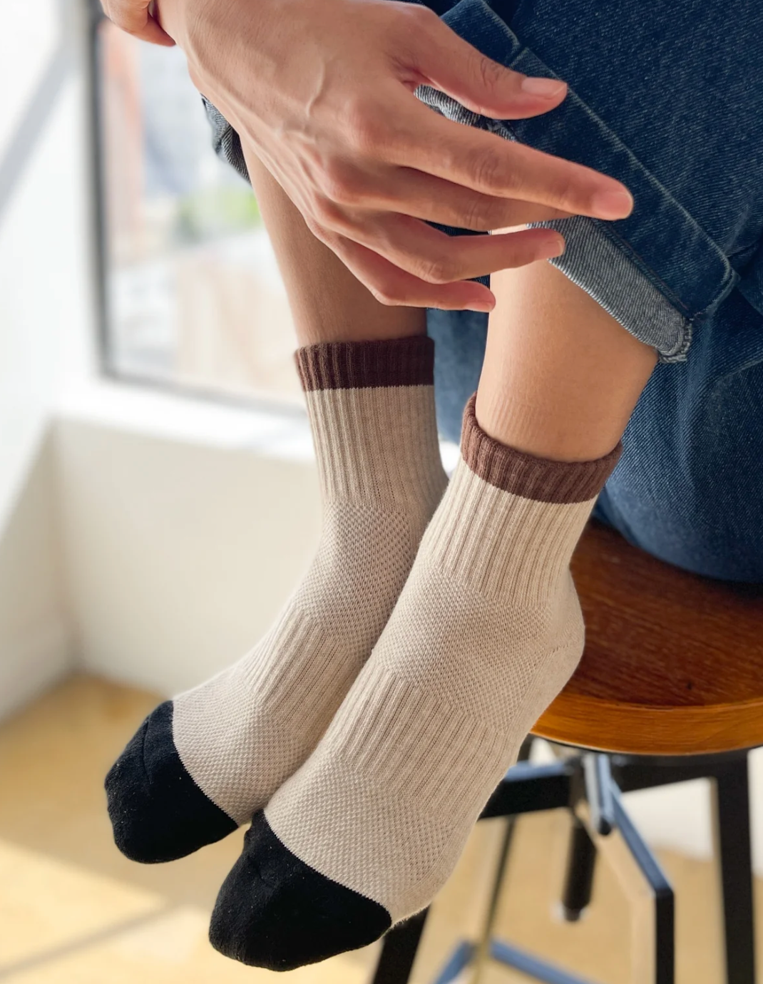 Le Bon Shoppe Color Block Girlfriend Socks | Black Coffee