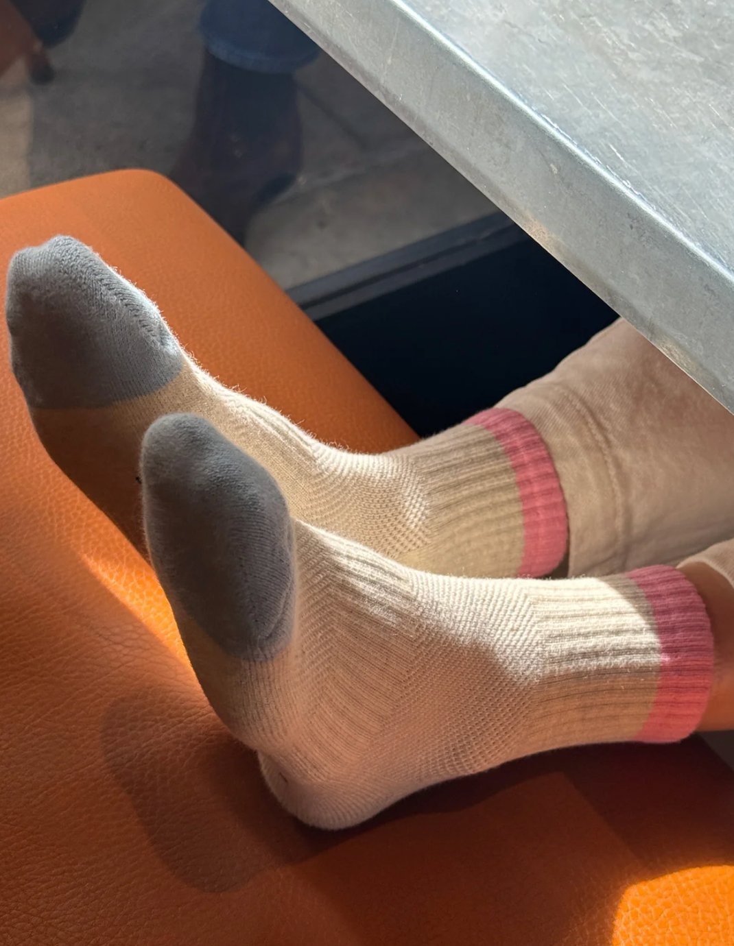 Le Bon Shoppe Color Block Girlfriend Socks | Grey Pink