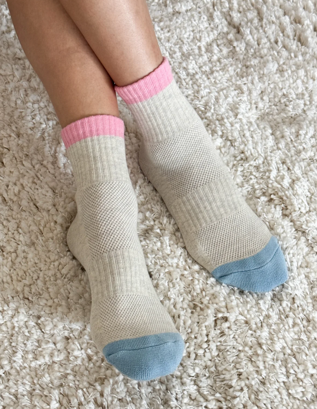 Le Bon Shoppe Color Block Girlfriend Socks | Grey Pink