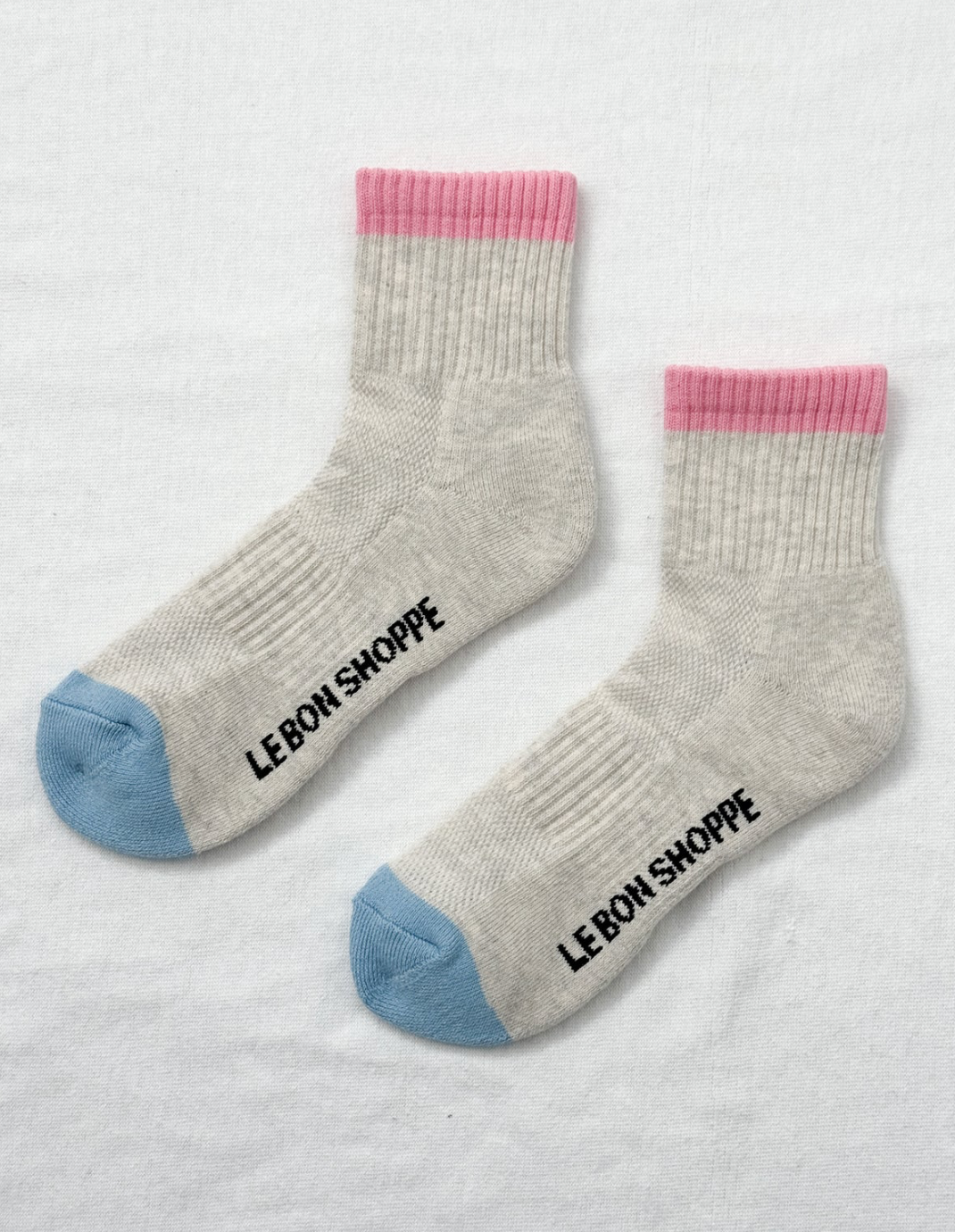 Le Bon Shoppe Color Block Girlfriend Socks | Grey Pink