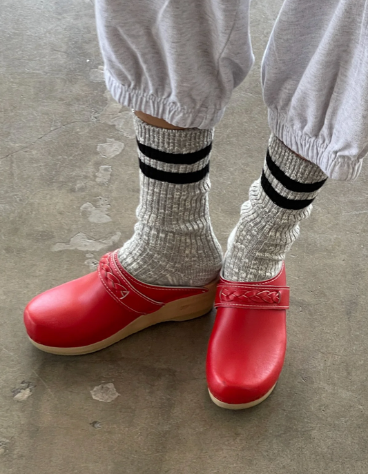 Le Bon Shoppe Cottage Varsity Socks | Ht. Grey Varsity