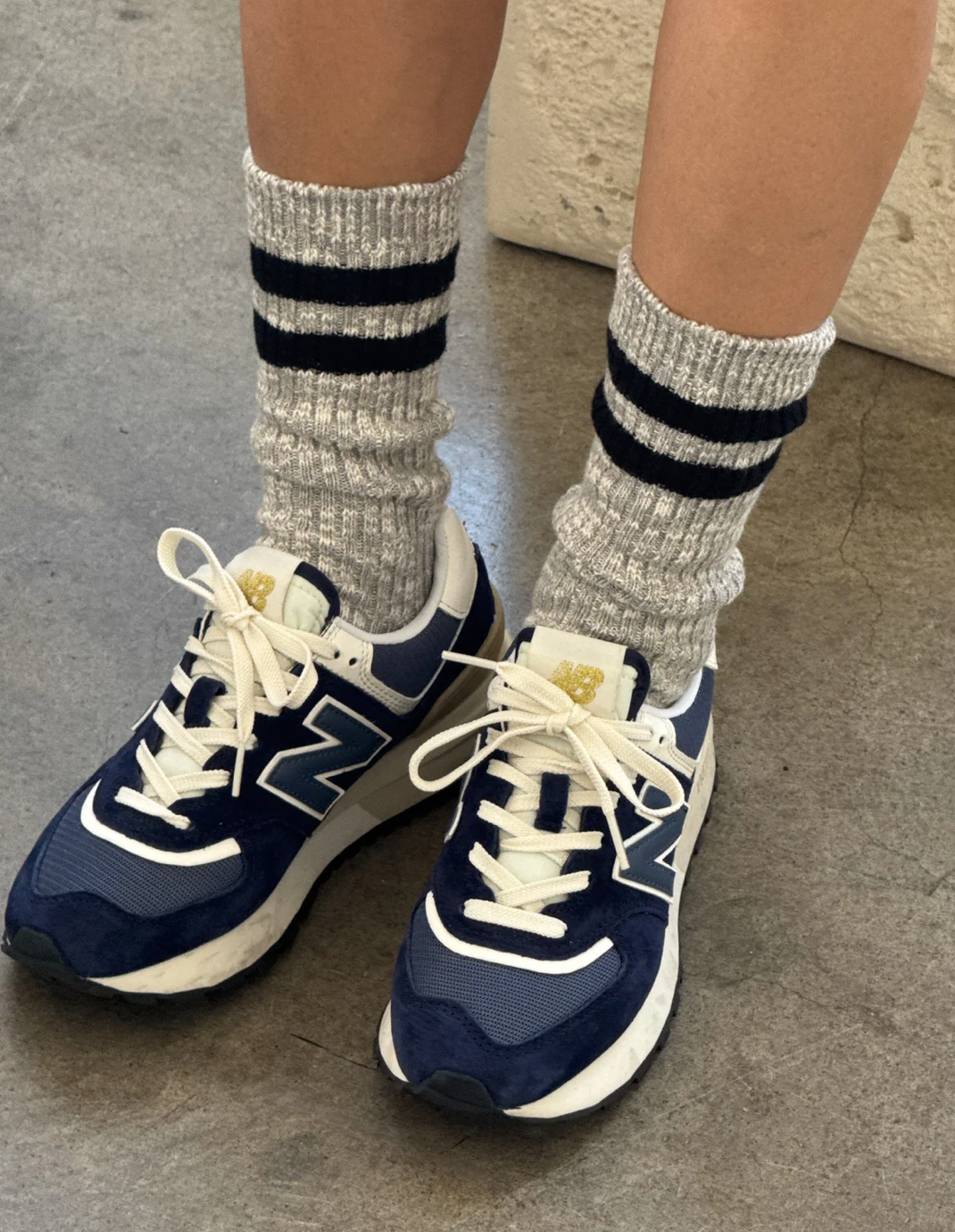 Le Bon Shoppe Cottage Varsity Socks | Ht. Grey Varsity