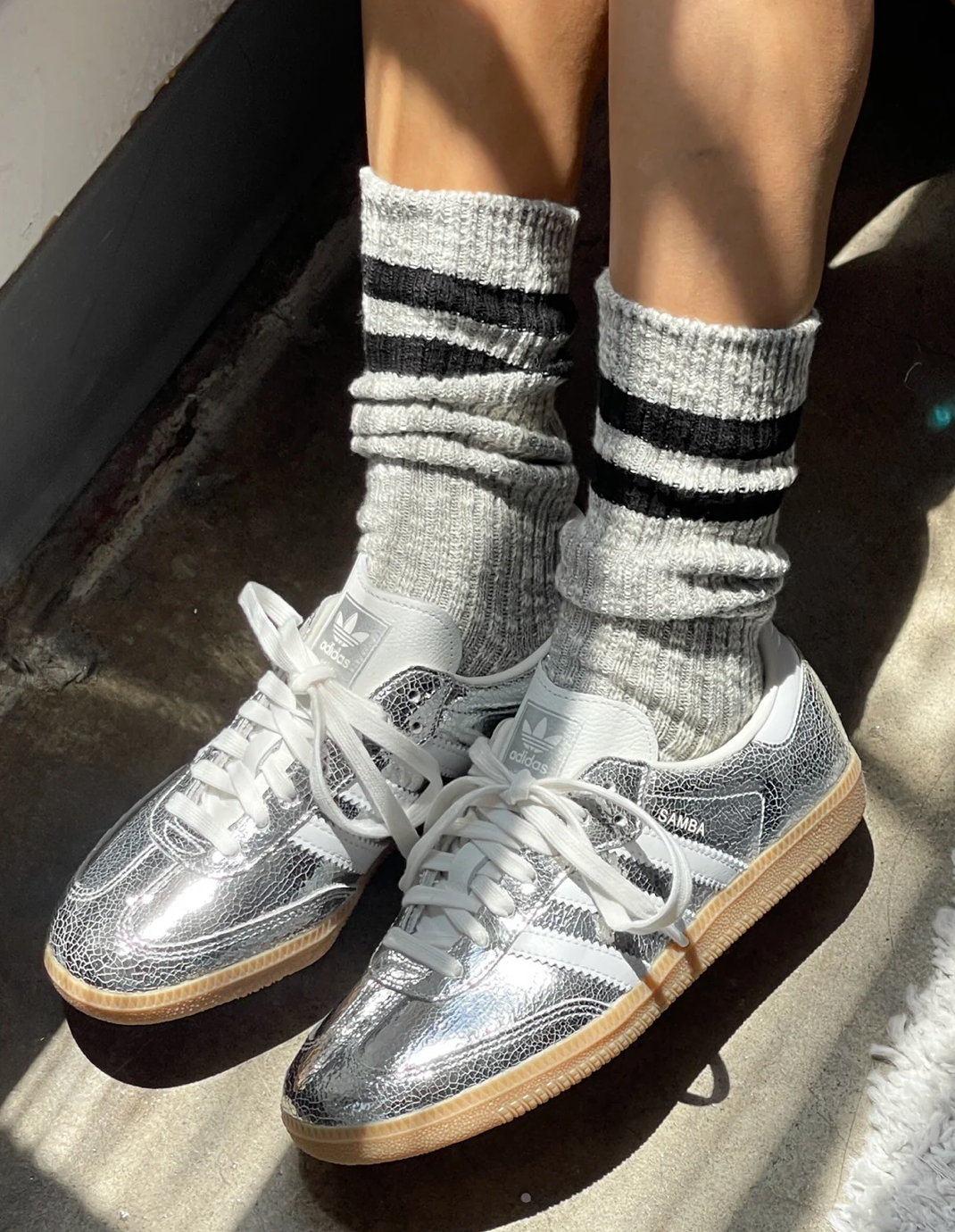 Le Bon Shoppe Cottage Varsity Socks | Ht. Grey Varsity