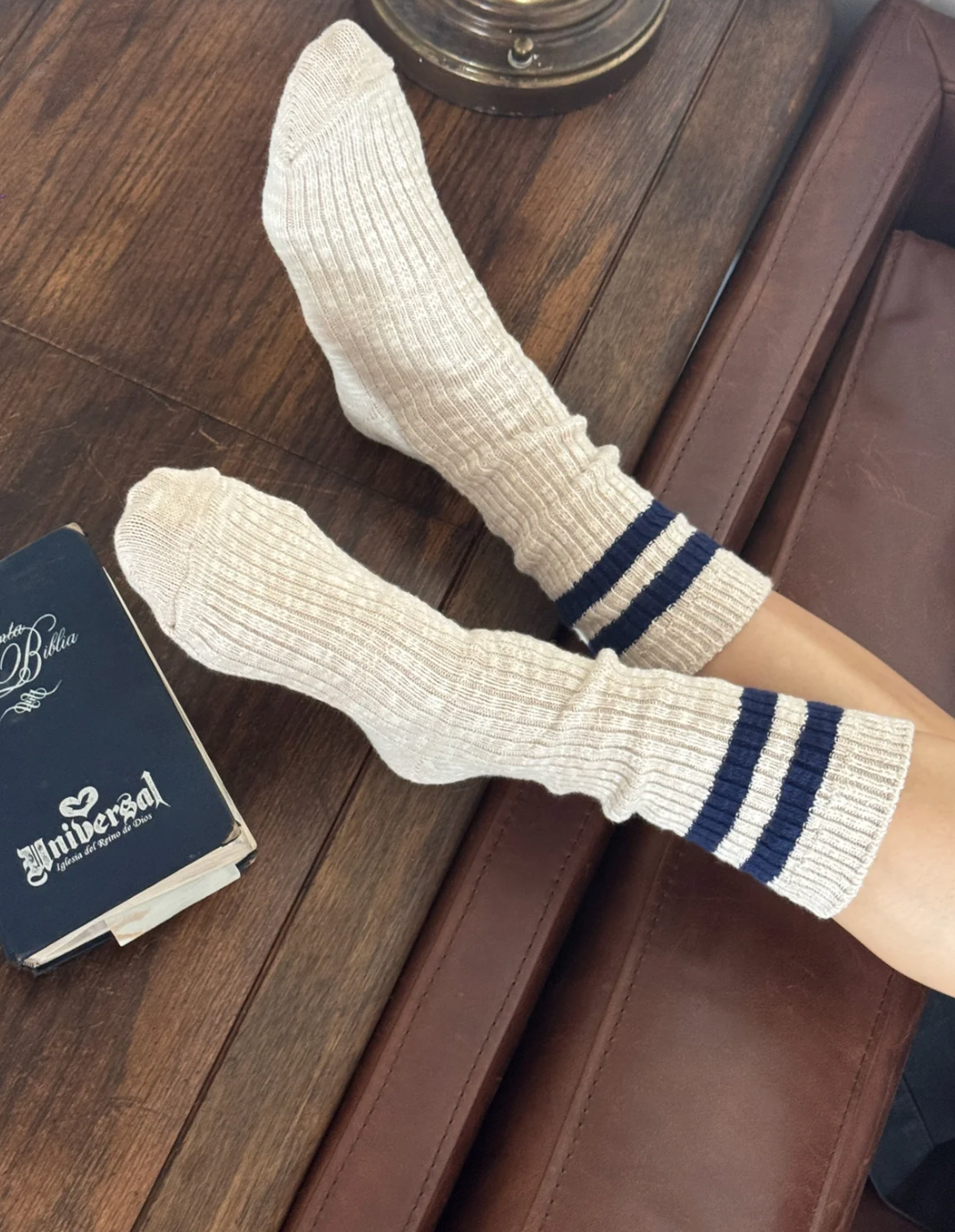 Le Bon Shoppe Cottage Varsity Socks | Oatmeal Varsity