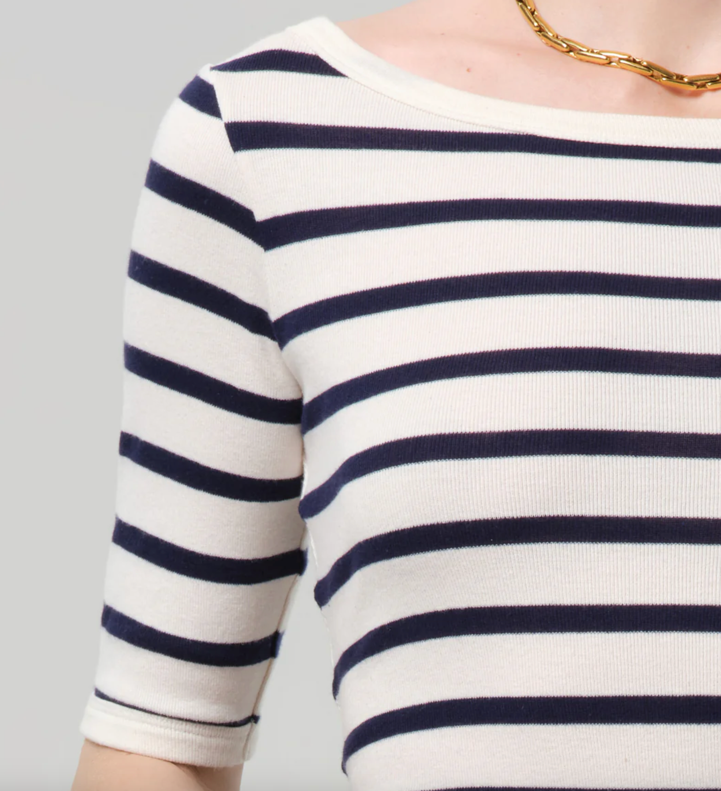 Citizens of Humanity 3/4 Sleeve Boat Neck Slim Tee | Azure Stripe